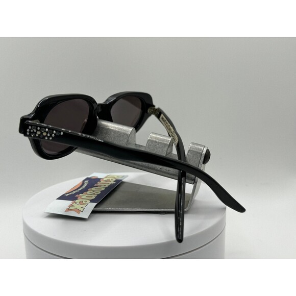 Vintage Sunglasses 1950s Style Grey Sun Lens Black Plastic Rhinestone Frame 50s main image 6